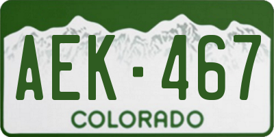 CO license plate AEK467