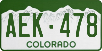 CO license plate AEK478