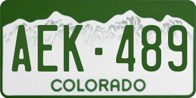 CO license plate AEK489
