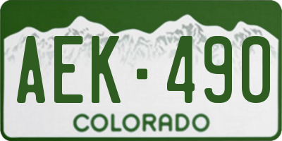 CO license plate AEK490