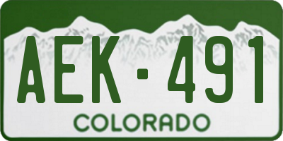 CO license plate AEK491