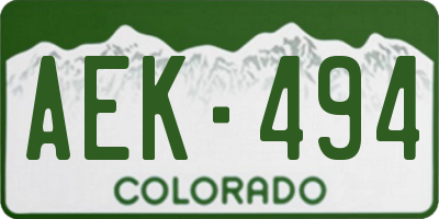 CO license plate AEK494