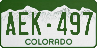 CO license plate AEK497