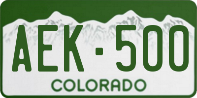 CO license plate AEK500