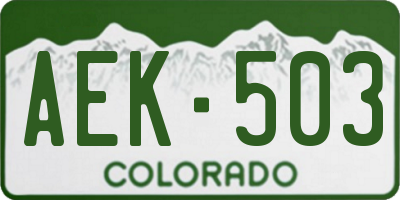 CO license plate AEK503