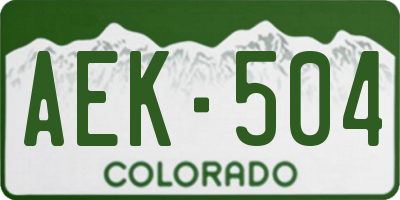 CO license plate AEK504