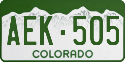 CO license plate AEK505