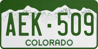 CO license plate AEK509