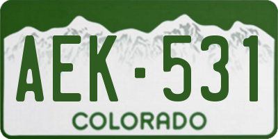 CO license plate AEK531