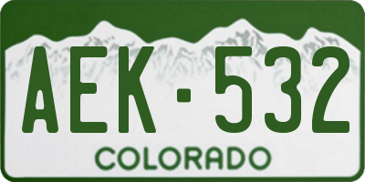 CO license plate AEK532