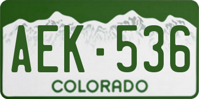 CO license plate AEK536