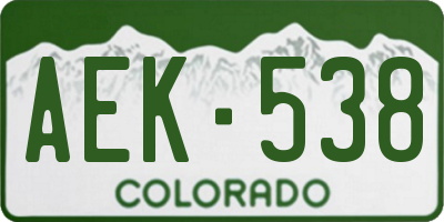 CO license plate AEK538