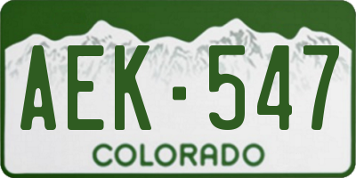 CO license plate AEK547
