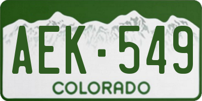 CO license plate AEK549