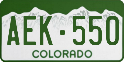 CO license plate AEK550