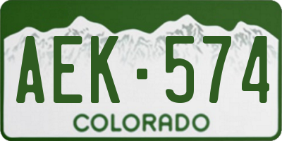 CO license plate AEK574