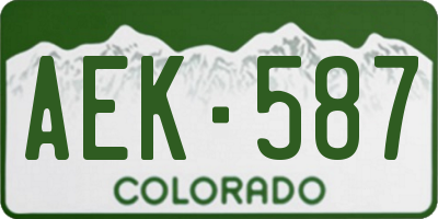CO license plate AEK587