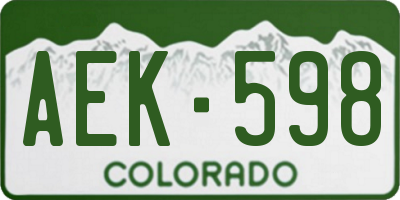 CO license plate AEK598
