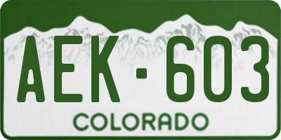 CO license plate AEK603