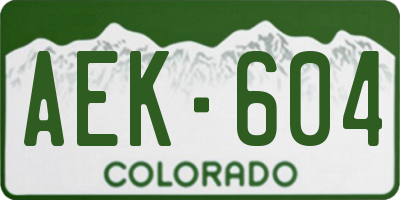 CO license plate AEK604
