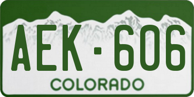 CO license plate AEK606
