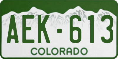 CO license plate AEK613