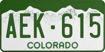 CO license plate AEK615