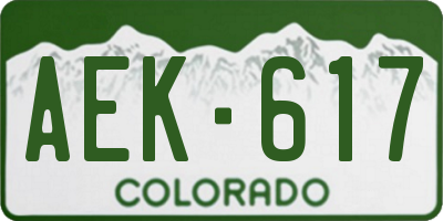 CO license plate AEK617