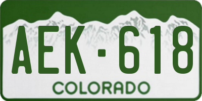 CO license plate AEK618