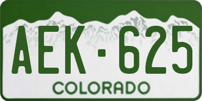 CO license plate AEK625