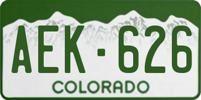 CO license plate AEK626