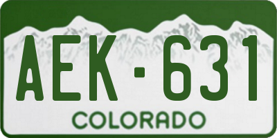 CO license plate AEK631