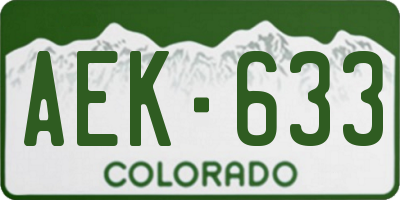 CO license plate AEK633