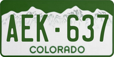 CO license plate AEK637