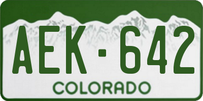 CO license plate AEK642