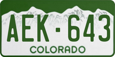 CO license plate AEK643