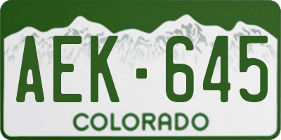 CO license plate AEK645
