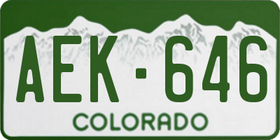 CO license plate AEK646