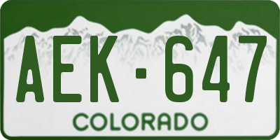 CO license plate AEK647