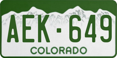 CO license plate AEK649