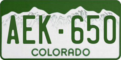 CO license plate AEK650