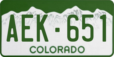 CO license plate AEK651