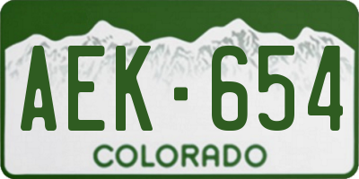 CO license plate AEK654