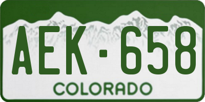 CO license plate AEK658