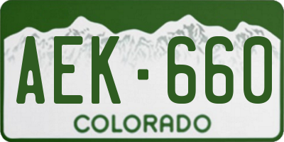 CO license plate AEK660