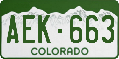 CO license plate AEK663