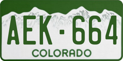 CO license plate AEK664