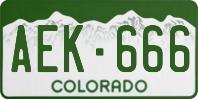 CO license plate AEK666
