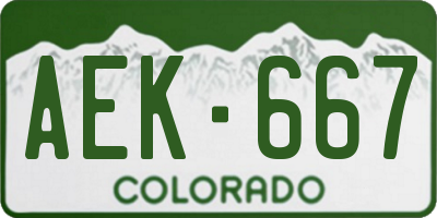 CO license plate AEK667