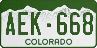 CO license plate AEK668